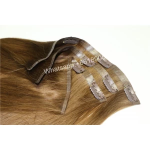 porcelana Silky straight double drawn clip in hair extensions 100% human hair fabricante