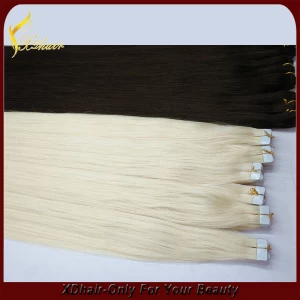 China Super quality pu skin weft hair extension virgin remy human hair grade 5A manufacturer