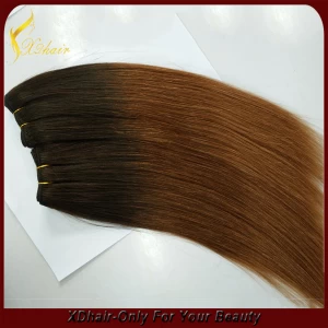 中国 Three color ombre hair /dip dye hair wave virgin rey human hair extension 制造商