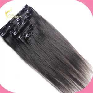 An tSín Top Quality Cheap Price #1b Human Hair Extensions 220g virgin brazilian hair clip in hair déantóir