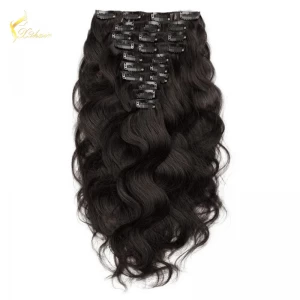 China Clip in Hair Extensions 100% Real Human Hair 15" 18" 20" 22" Remy Straight Hair Double Weft Thick Full Head manufacturer