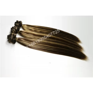 China Top Quality Human hair Double Drawn piano color Clip In Hair Extension 8A Grade Brazilian Hair fabricante