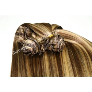 中国 Top Ten 100% Human Brazilian Double drawn Silky Straight Clip In Remy Hair Extension 制造商