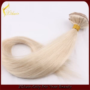 China Top grade fast delivery 100% European virgin remy hair double weft double drawn clip in hair extension manufacturer