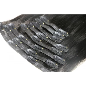 An tSín Top grade thickness Remy Double Drawn pu skin weft clip in hair extensions déantóir