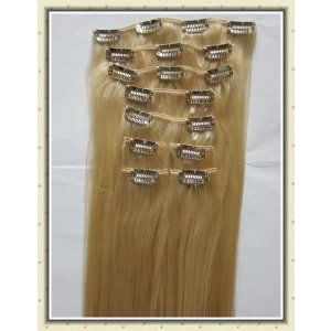 An tSín Top grade virgin 200g clip in human hair extensions free sample, wholesale top quality clip hair extension déantóir