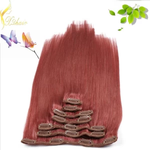 China Top quality human hair clip in extension red hair high light color fabrikant