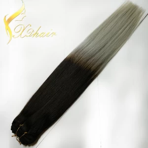 中国 Top quality natural human hair weaving 100g bundle hair weft grey hair 制造商