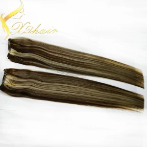 中国 Two color mix human hair clip in extension piano color hair 制造商