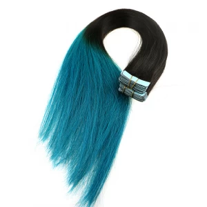 中国 Two tone color human hair pu skin weft tape weft ombre brazilian hair 制造商