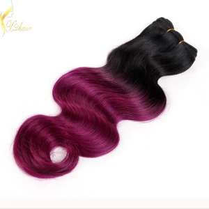 中国 Two tone color human hair weft ombre top quality hair weaving 制造商