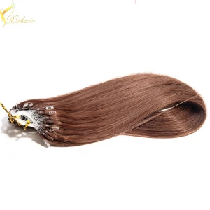 China Very thick beautiful and fashionable wholesale micro ring peruvian hair extension manufacturer