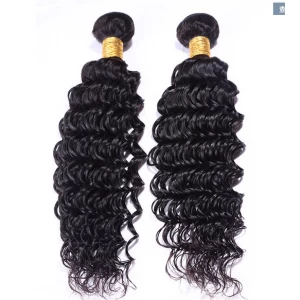 China Wavy human hair extension deep wave natural hair weft hair manufacturer