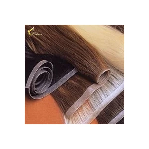 中国 Wholesale 100% virgin indian human hair unprocessed hand tied knotted skin weft extension メーカー