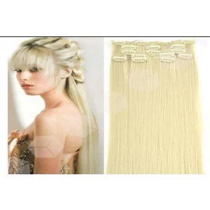 An tSín Wholesale Brazilian hair unprocessed virgin hair blonde double drawn clip in hair extensions for white women déantóir