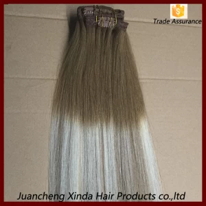 China Wholesale Cheap Brazilian Two Tone Clip in Hair Extension Clip Hair Extensions manufacturer