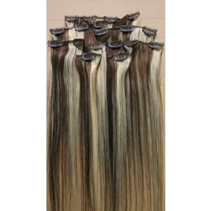 中国 Wholesale Cheap Virgin Brazilian Clip In Hair Extension 100% Unprocessed Silky Straight Clip In Hair Extensions For Black Women 制造商