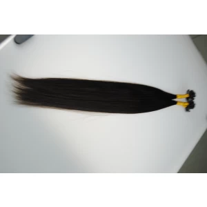 An tSín Wholesale Indian 12"-26" Women Remy Stick Tip I tip Human Hair Extensions Straight 1g/strands 100 strands Natural Black #1B déantóir