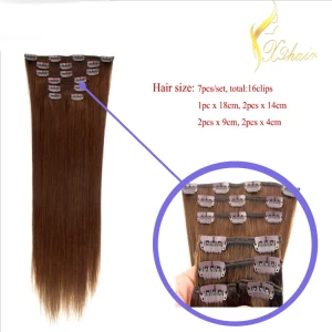 Chine Wholesale Price Directly Factory Price Best Quality 100% Remy Human Hair 40 inch hair extensions clip in fabricant