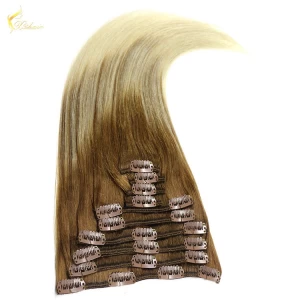 porcelana Wholesale Price Virgin Indian Hair Straight Human Hair Extension Double Drawn Remy Clip In Hair Extensions fabricante