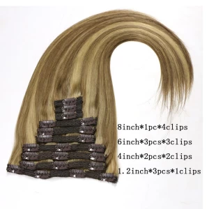 중국 Wholesale best grade quality double drawn 100% remy human hair clip in extensions 제조업체
