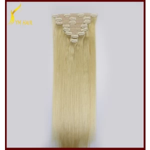 中国 Wholesale best quality remy clip extensions double drawn cuticle hair straight 制造商
