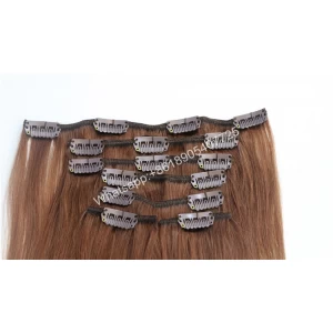 中国 Wholesale cheap 100% brazilian human hair wet and wavy grey hair clip in hair extensions for white women 制造商