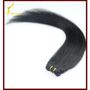 中国 Wholesale factory price best selling product 100% Indian human hair silky straight wave double weft hair weft hair weaving 制造商