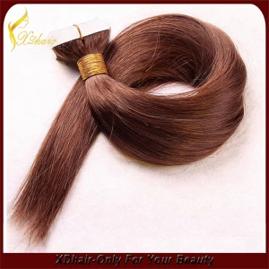 An tSín Wholesale factory price high quality glue 100% Brazilian virgin remy American blue glue dark brown tape hair extension déantóir