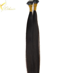An tSín Wholesale high quality silky straight 100% virgin i tip hair extension indian remy hair 6a déantóir