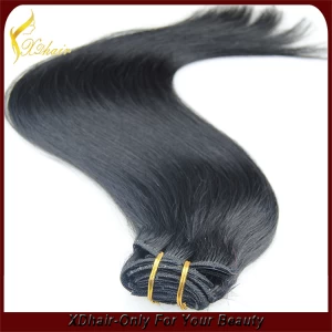 China Wholesale price high quality 100% Indian virgin remy human hair weft bulk double weft double drawn hair weave fabricante