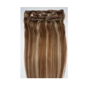 An tSín Wholesale top quality full head double drawn Indian remy hair clip in hair extensions déantóir