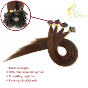 中国 Wholesales Virgin Brazilian Flat tip in Hair Extensions 100% Unprocessed Human Hair Extensions for White Women メーカー