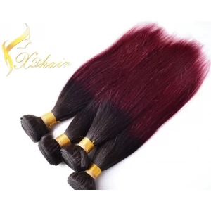 China Wig manufacturers wholesale sales straight human hair two tone ombre colored hair weave fabricante