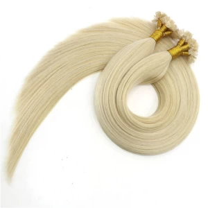 An tSín aliexpress china blonde color 60# cut from one donor 100% virgin brazilian remy human hair flat tip hair extensions déantóir