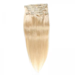 China blonde white full head virgin hair kinky straight clip in hair extensions fabrikant