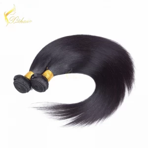 China brazilian remy hair weft 100% virgin machine double weft virgin brazilian natural color 1b hair manufacturer