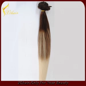 China brazilian straight ombre color remy hair clip in human hair extension manufacturer