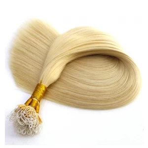 中国 cheap lightest blonde color #60 cut from one donor 100% virgin brazilian indian remy human hair nano link ring hair extension 制造商