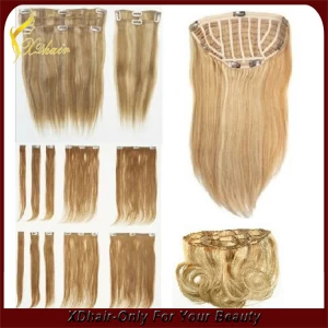 China curly blonde remy hair extensions one piece clip in human hair extensions fabricante