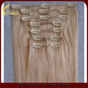Chine double drawn 100% virgin brazilian hair clip in hair extensions for black women fabricant