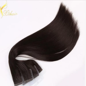 Chine double drawn 100% virgin remy human hair black color tape hair extension fabricant