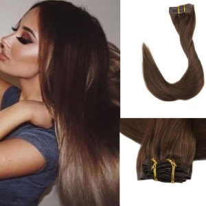 porcelana double drawn clip in human hair extension top quality clip hair extension fabricante