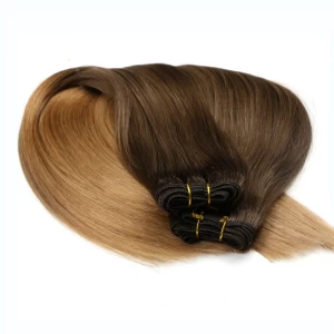 中国 dropship ombre color 100% Brazilian virgin remy human hair weft double drawn double weft silky straight wave hair weave メーカー