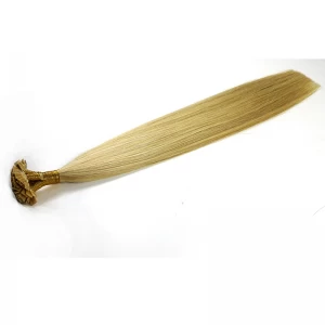 中国 european human remy blond color flat tip hair extension 制造商