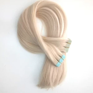 中国 european tape hair extensions skin weft blue white tape pu virgin European human hair 制造商
