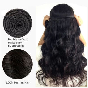 Cina good quality wholesale brazilian virgin hair double weft natural wavy human hair weaves bundles for women produttore