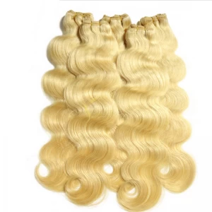 中国 hair products #613 bleached Blonde 100 Brazilian Remy Human Hair body wave weaves wavy extensions machine weft メーカー