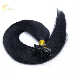 Cina natural black human hair extensions ,virgin brazilian hair flat tip hair for women produttore