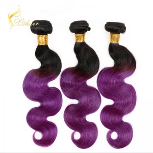 中国 no tangle no shed hair weave Wholesale 10"-30" top grade 7a ombre #1b blue cheap brazilian virgin hair メーカー